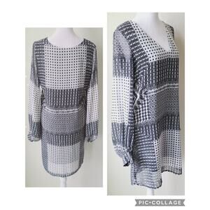 Capulet Shirt Dress Small / Medium Pockets Black & White Mixed Patterns Office